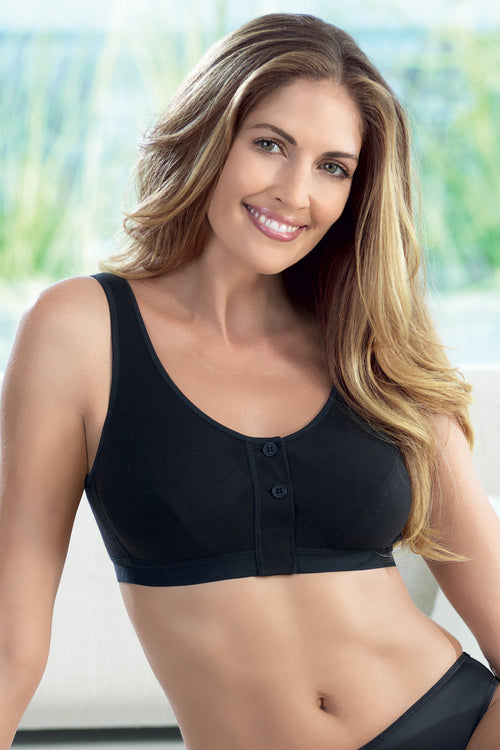 Anita Isra Front Closure Wire-Free Post Operative Bra - Black - source image 24786
