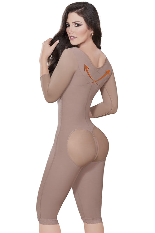 Ann Michell Melissa Post-Surgical Girdle with Sleeves - Cocoa - source image 37768