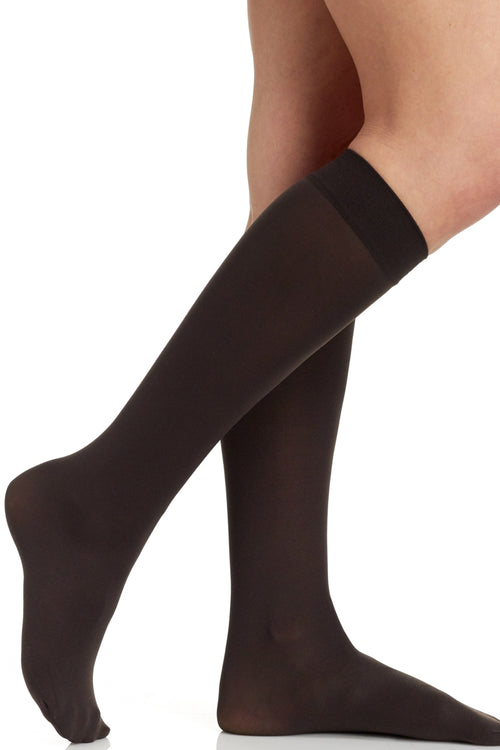 Berkshire 3 Pairs Opaque Trouser Pantyhose with Sandalfoot Toe Queen Size Knee High - Chocolate Kisses - source image 59545