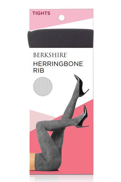 Berkshire Herringbone Rib Tights with Non-Control Top and Reinforced Toe - Dark Gray - source image 59881