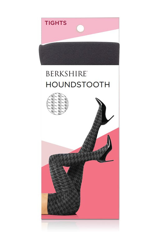 Berkshire Houndstooth Tights with Non-Control Top and Reinforced Toe - Grey/Black - source image 59714