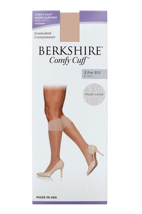 Berkshire Plus Size Comfy Cuff Curvy Wide Calf Trouser Socks - Nude - source image 59453