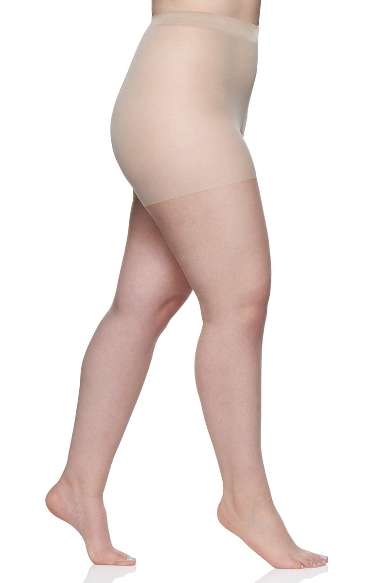 Berkshire Plus Size Queen Ultra Sheer Non-Control Top Pantyhose - Sandalfoot - Creme Crepe - source image 59677