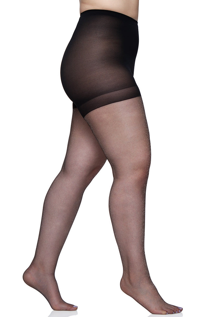 Berkshire Queen Pantyhose Ultra Sheer & Shimmer Control Top Sandalfoot - Black - source image 59821