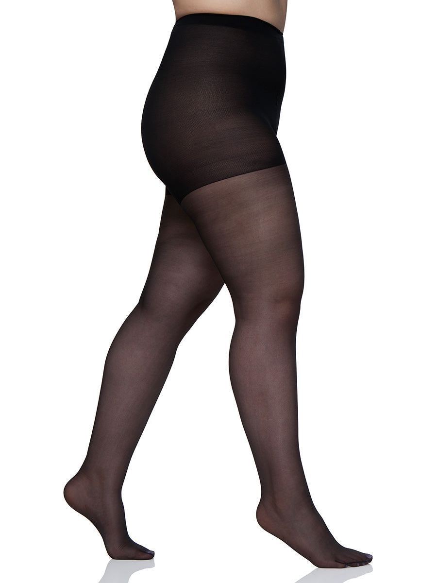 Berkshire Queen Silky Sheer Support Pantyhose - Sandalfoot - Fantasy Black - source image 14305