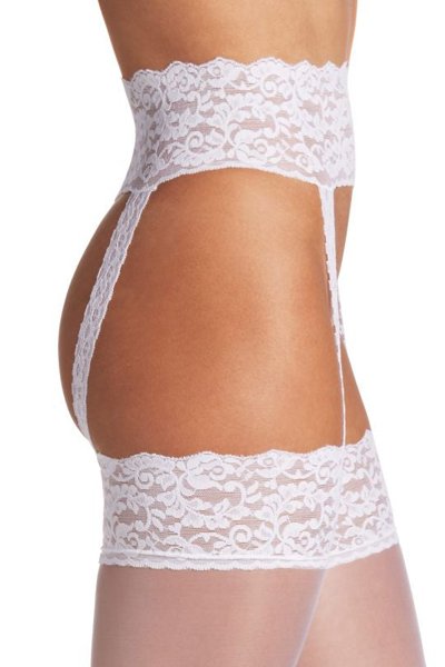 Berkshire Trend Lace Garter with Attached Stocking - White - source image 59729
