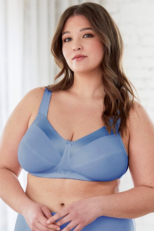 Bestform Satin Trim Wireless Cotton Bra with Unlined Cups - Periwinkle - source image 68583
