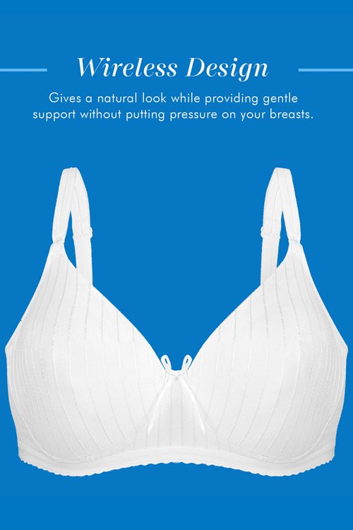 Bestform Striped Wireless Cotton Bra with Lightly Lined Cups