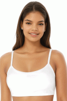 Bestform Tank Style Spaghetti Strap Cotton Pullover Sports Bra - 3 Pack - White/Blue/Heather Gray - source image 72780