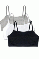 Bestform Tank Style Spaghetti Strap Cotton Pullover Sports Bra - 3 Pack - White/Heather Gray/Black - source image 72783