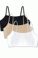 Bestform Tank Style Spaghetti Strap Cotton Pullover Sports Bra - 3 Pack - White/Nude/Black - source image 72784