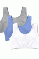 Bestform Tank Style Sport Bra - 3 Pack - White/Blue/Heather Gray - source image 72773