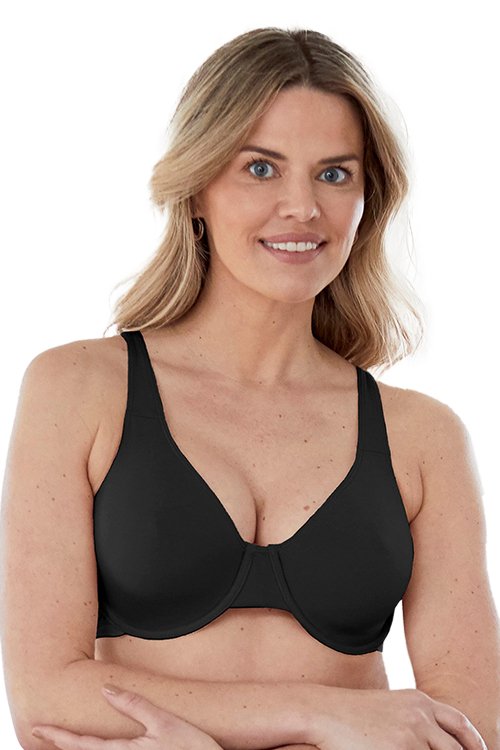 Bestform Unlined Cotton Stretch T-Shirt Bra with Underwire - Black - source image 65380