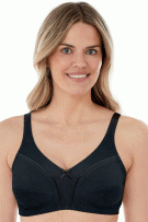 Bestform Unlined Wireless Cotton Bra with Seamed Cups - Black - source image 72805