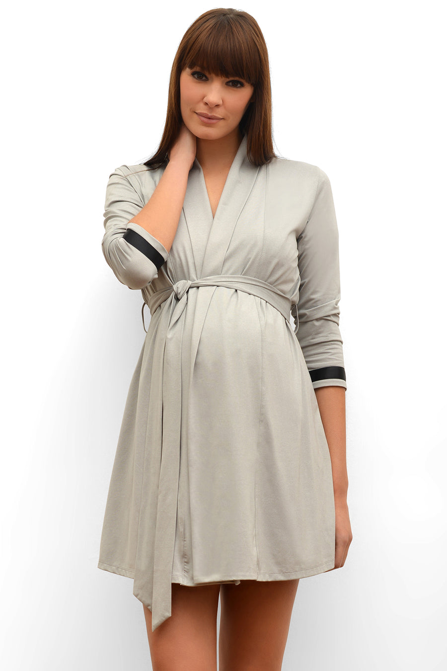 Cache Coeur Diva Maternity Sleepwear Négligé - Gray - source image 24315