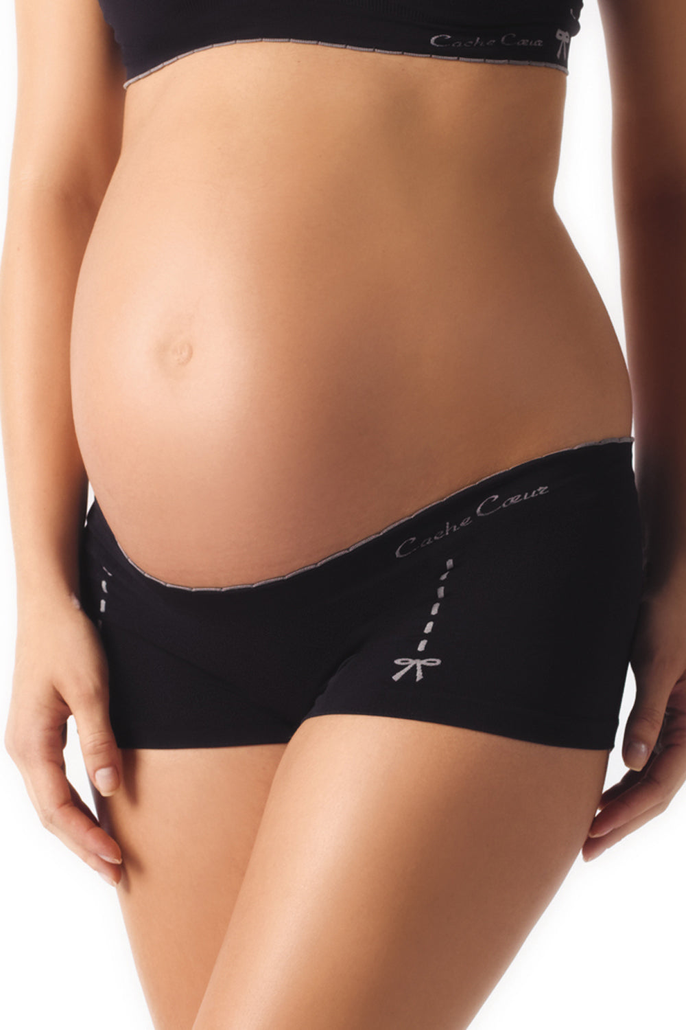 Cache Coeur Seamless Maternity Shorts Illusion - Black - source image 21247