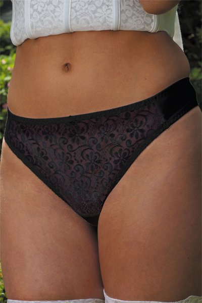 Carnival Tuxedo Lace Microfiber Low-Rise Thong - Black - source image 33109