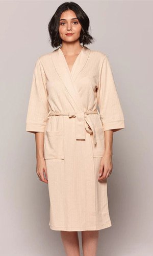 Claudel Lingerie Long Cotton Knit Bathrobe