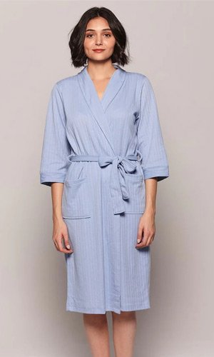 Claudel Lingerie Long Cotton Knit Bathrobe
