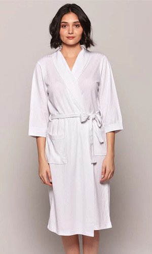 Claudel Lingerie Long Cotton Knit Bathrobe