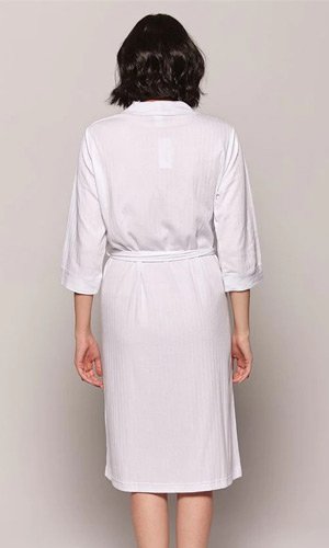 Claudel Lingerie Long Cotton Knit Bathrobe