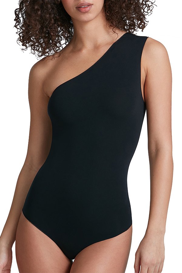 Commando Ballet Body One-Showlder Bodysuit Thong - Black - source image 31166