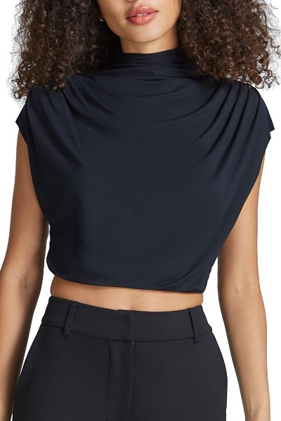 Commando Butter Draped Mockneck Short Sleeve Crop Top - Black - source image 61595