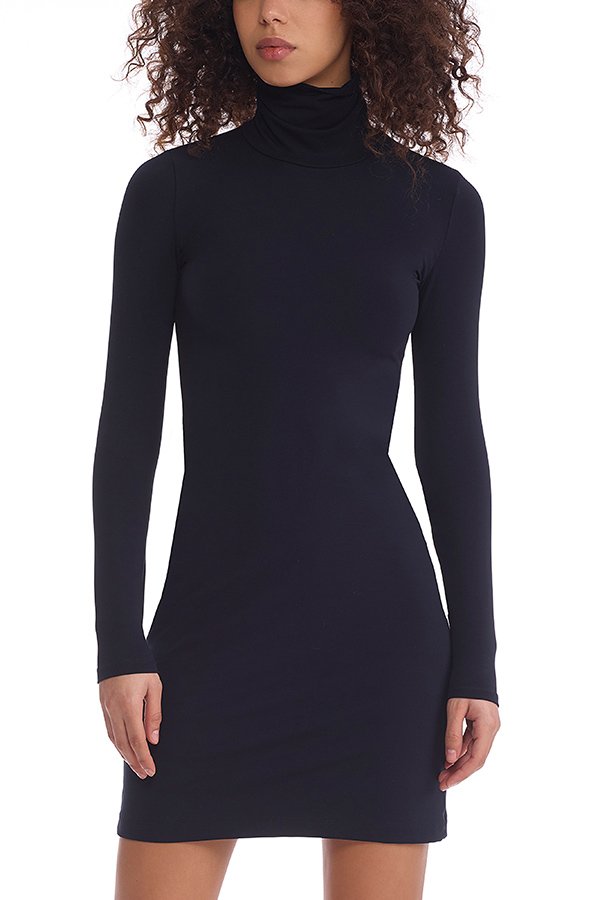Commando Butter Luxe Long Sleeve Mini Dress - Black - source image 59424