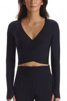 Commando Butter Wrap Top with Thumb Holes - Black - source image 58999