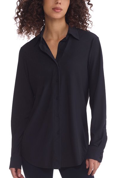 Commando Classic Oversize Button Down - Black - source image 58960