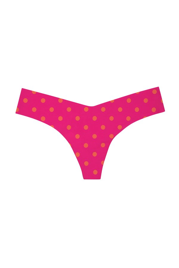 Commando Classic Print Thong Panty - Button Shocking Pink - source image 58946