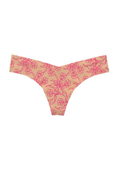 Commando Classic Print Thong Panty - Flora Pink - source image 59097
