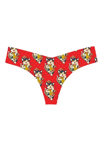 Commando Classic Print Thong Panty - Lucky Kitty - source image 59099