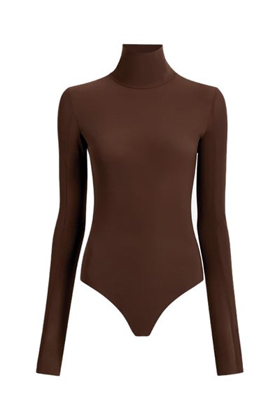 Commando Classic Print Turtleneck Bodysuit - Mocha - source image 67485