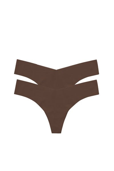 Commando Classic Solid Thong, 2-Pack - Mocha - source image 59578