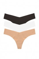 Commando Classic Solid Thong, 3-Pack - Black/Beige/White - source image 59293