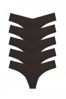 Commando Classic Solid Thong 5-Pack - Black - source image 60330