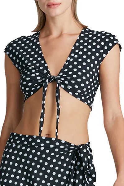 Commando Classic Wrap Cover Up Crop Top - Polka Dot - source image 67361