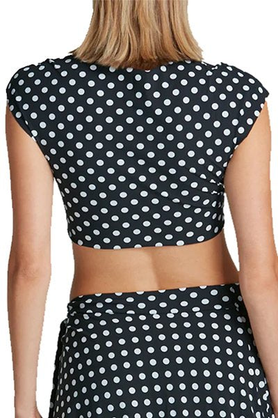 Commando Classic Wrap Cover Up Crop Top - Polka Dot - source image 67362