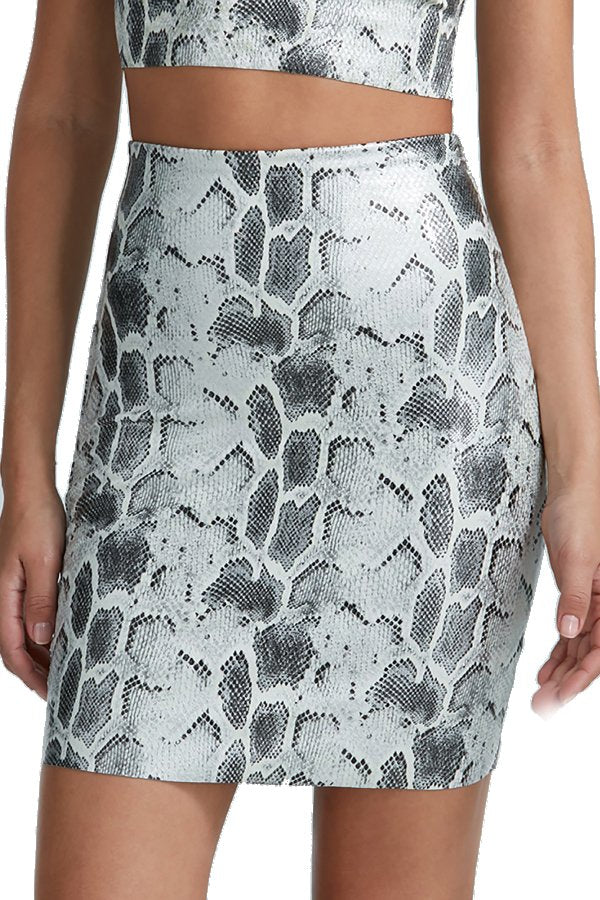 Commando Faux Leather Animal Mini Skirt - Fog Python - source image 59659