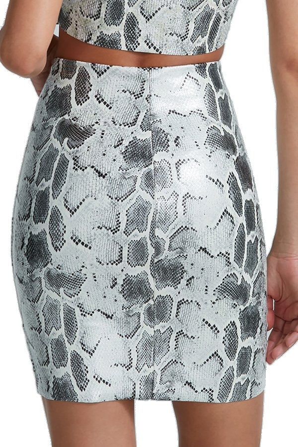 Commando Faux Leather Animal Mini Skirt - Fog Python - source image 59660