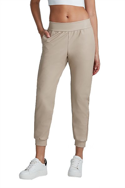 Commando Faux Leather Jogger - Sand - source image 58837