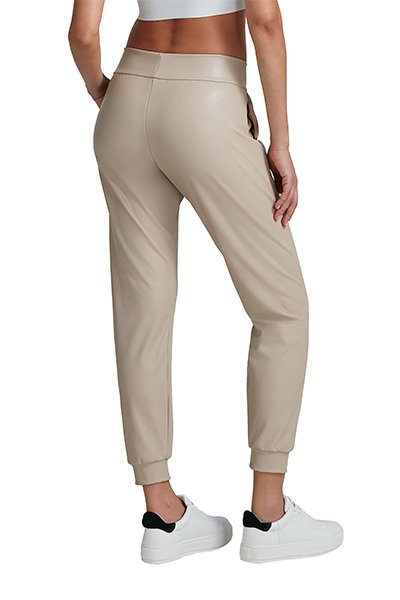 Commando Faux Leather Jogger - Sand - source image 58838