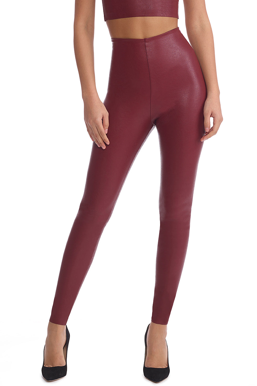 Commando Faux Leather Leggings With Perfect Control - Garnet - source image 58659