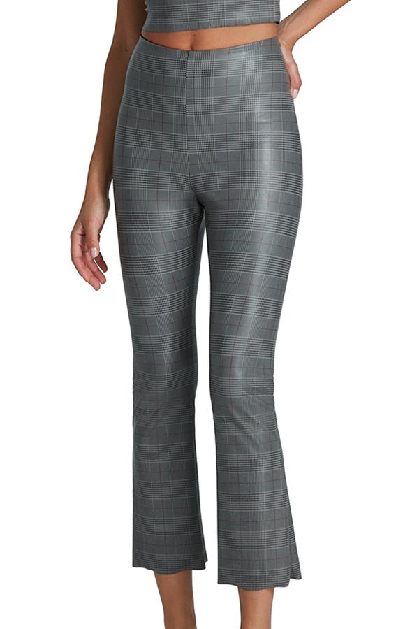 Commando Faux Leather Print Cropped Flare - Glen Plaid - source image 67452