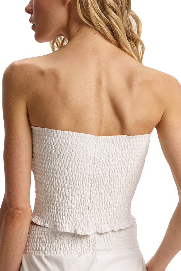 Commando Faux Leather Smocked Tube Top - White - source image 61100