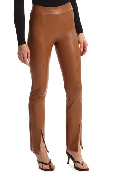 Commando Faux Leather Split Front Pant - Cocoa - source image 57117