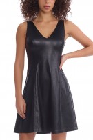 Commando Faux Leather V-Neck Founder Dress - Black - source image 59270