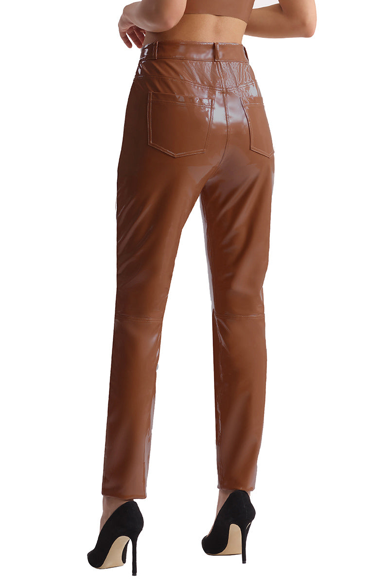 Commando Faux Patent Leather Five Pocket Pant - Cinnamon - source image 58860