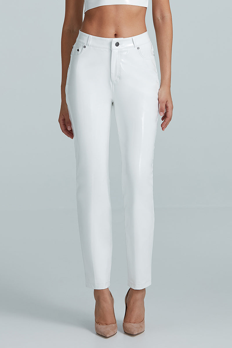 Commando Faux Patent Leather Five Pocket Pant - White - source image 58861